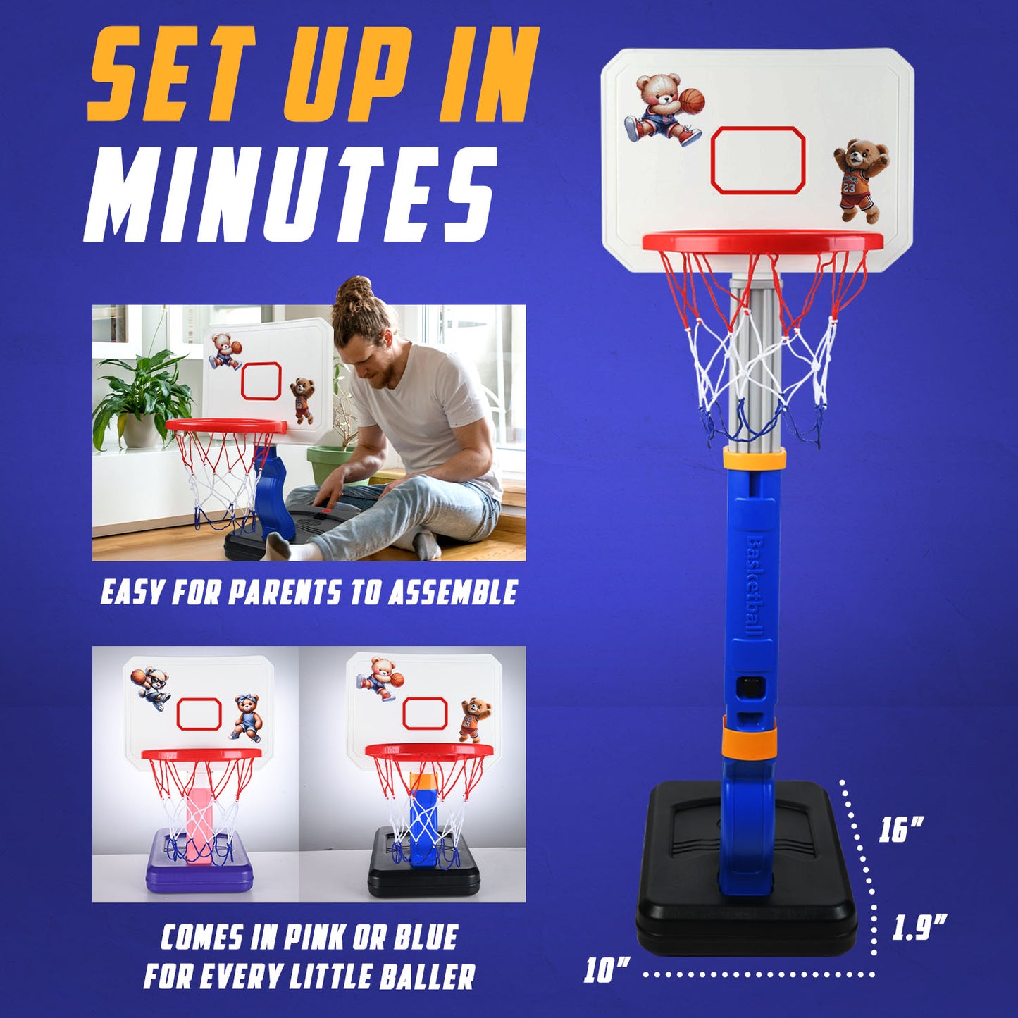 Toddler Basketball Hoop Blue or Pink