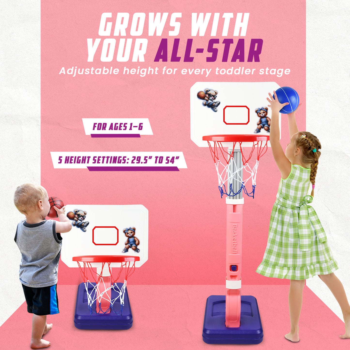 Toddler Basketball Hoop Blue or Pink