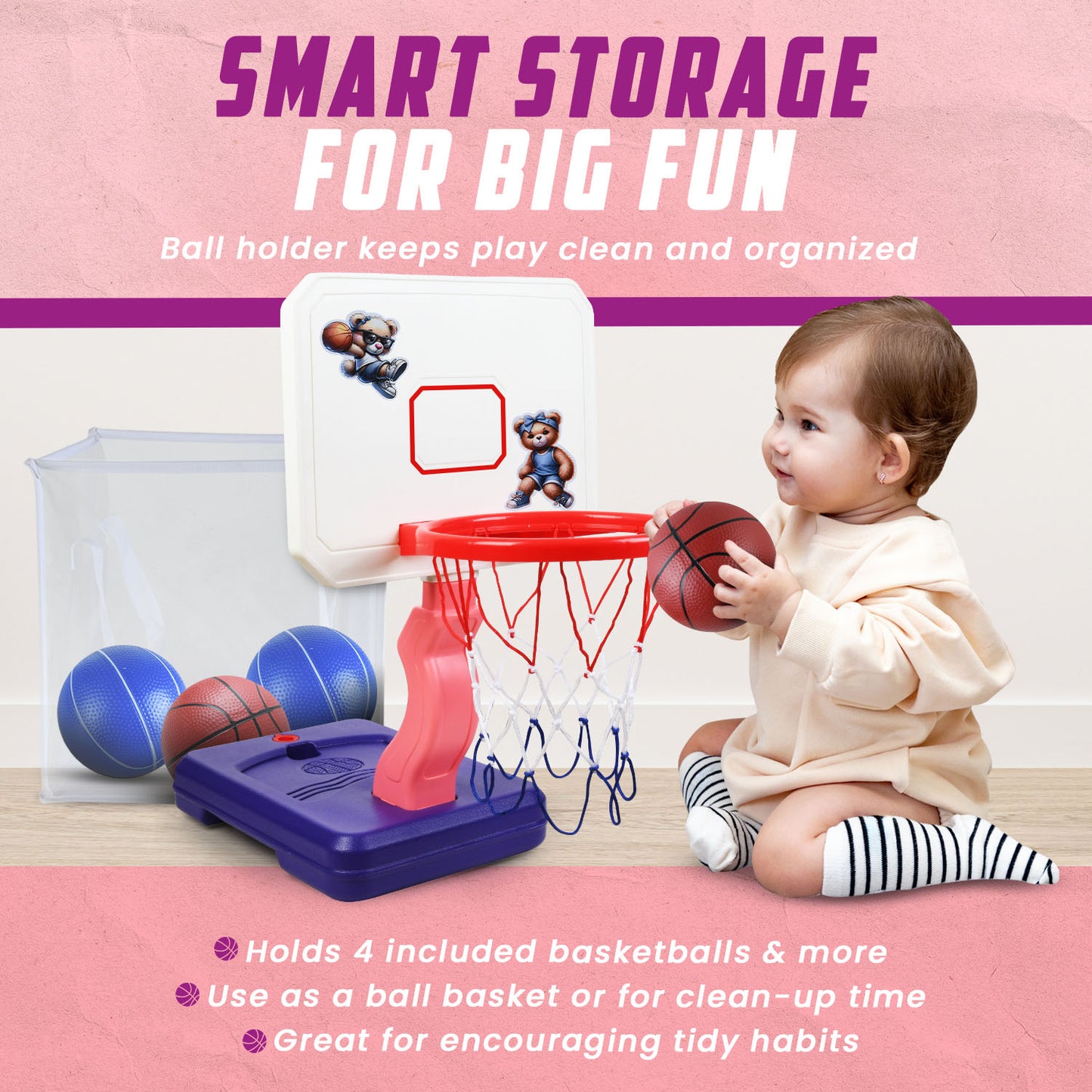 Toddler Basketball Hoop Blue or Pink